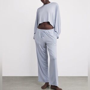 Skims Crop Top & Pants Pajamas Set in Zen Blue
